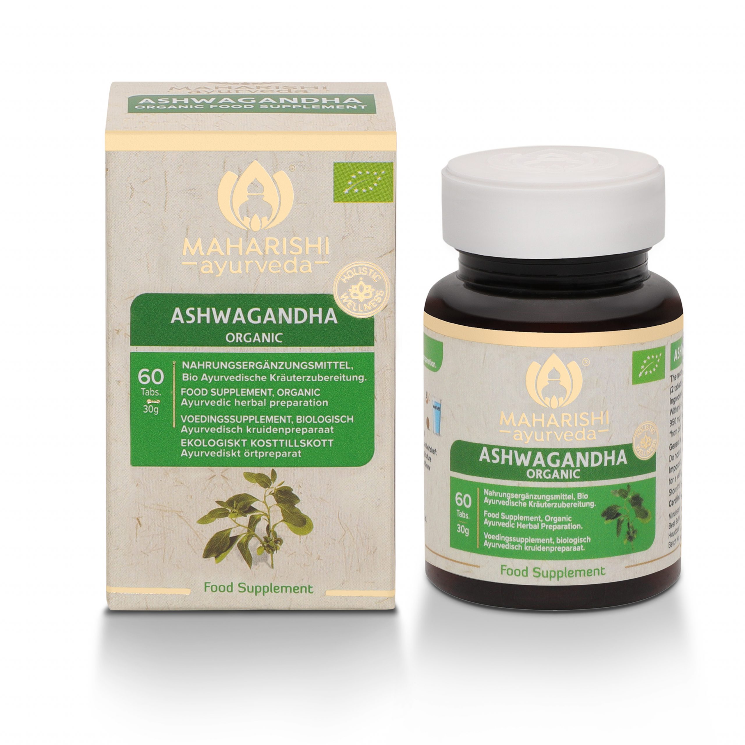 ASHWAGANDHA Bio SUPER HERB - Ashwagandha Bio Food Supplement, Bio ayurvedic herbal preparation Contents: 60 tablets / 30 g
